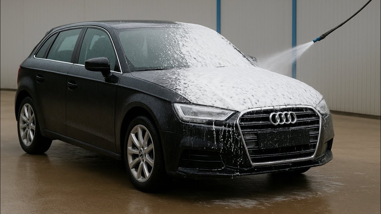 Deep Clean ASMR: Half-Mud Half-Foam Audi A3 Transformation at Car Wash 