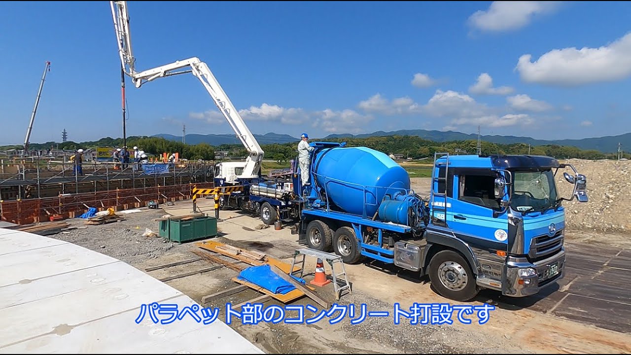 橋台ができるまで　躯体編『その２』　竪壁～躯体完成までの動画です。鉄筋組立や型枠組立、コンクリート打設作業等を分かりやすく編集しています。