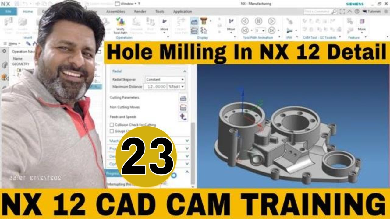 Nx 12 cam tutorial for beginners in hindi | how to create hole milling in nx 12 | nx 12 hole milling