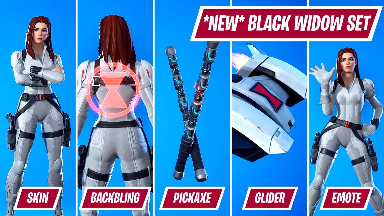 New Black Widow Snow Suit Bundle - Black Widow Snow Suit Skin with her Glider, Pickaxe and Backbling