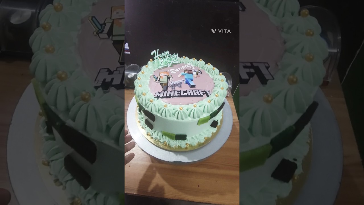 minecraft theme birthday cake design 