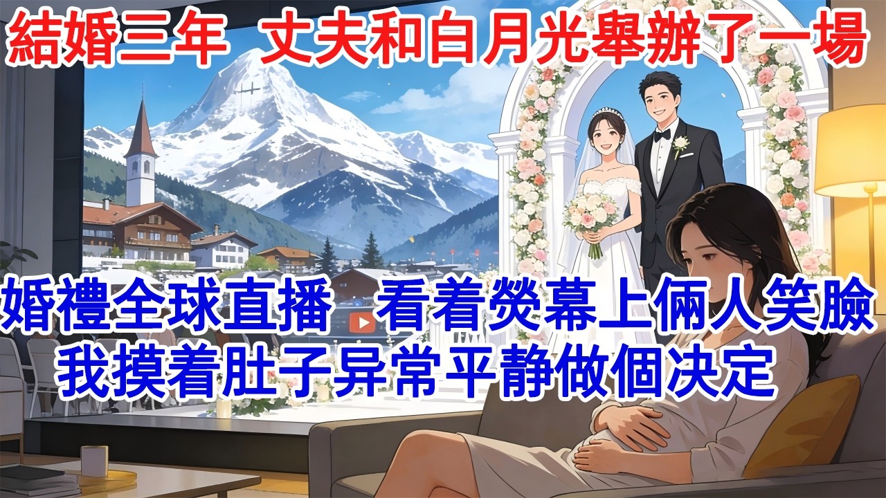 【情感故事】結婚三周年紀念日，周野在瑞士和白月光舉行了一場婚禮全球直播，看著螢幕上倆人的笑臉，我摸著小腹異常平靜。3天後，他春風滿面回到家，管家一臉為難「夫人她看了直播，當天就打#小說 #愛情 #故事