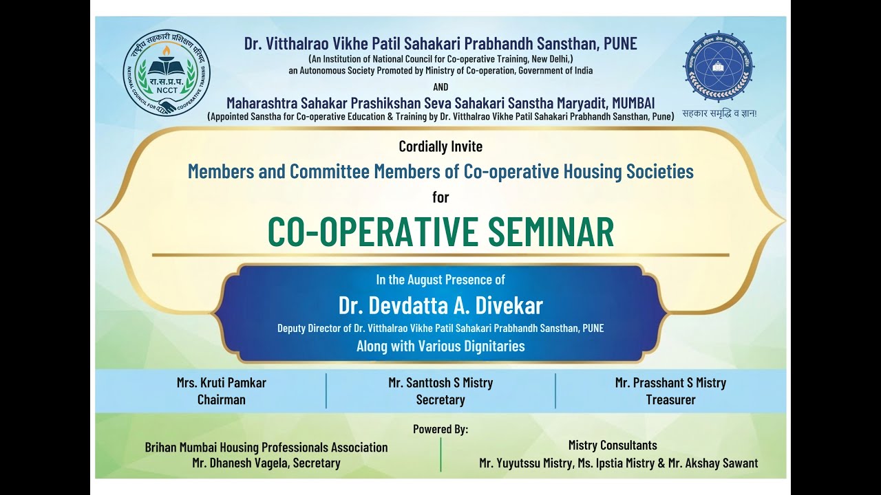 CO-OPERATIVE SEMINAR -  Co-operative Housing Societies
