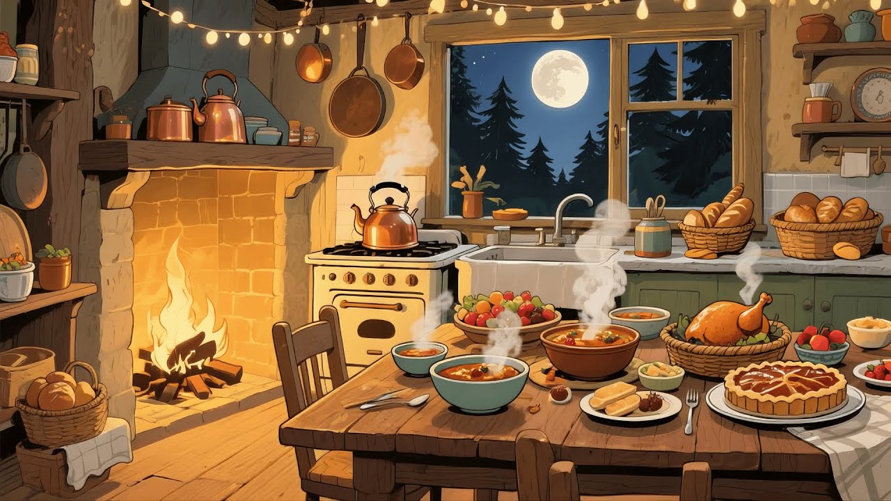 A 1930s Kitchen by the Hearth—Another Room Where Firelight and Bread Warm the Quiet Corners of Night