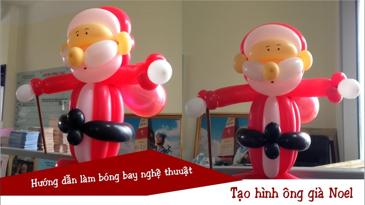 Hướng dẫn tạo hình ông già Noel bằng bóng bay | Make Santa Claus from balloons art