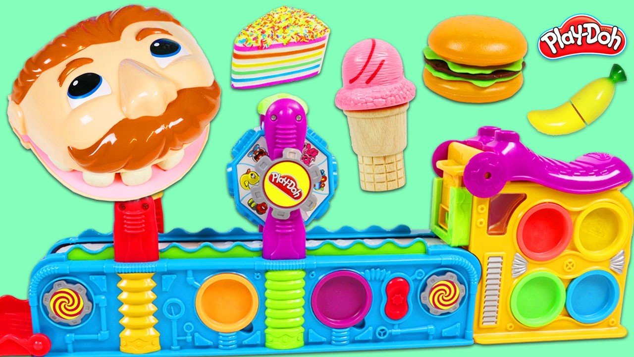 Making Food For Mr. Play Doh Head with The Magic Mega Fun Factory!