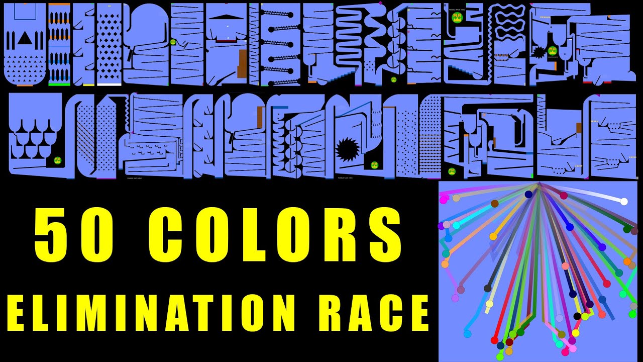 50 Colors Elimination Marble Race in Algodoo #13 \ Marble Race King