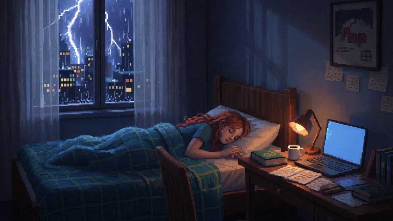 a stormy night to fall asleep slowly. [dark lo-fi mixs/ slow beats]