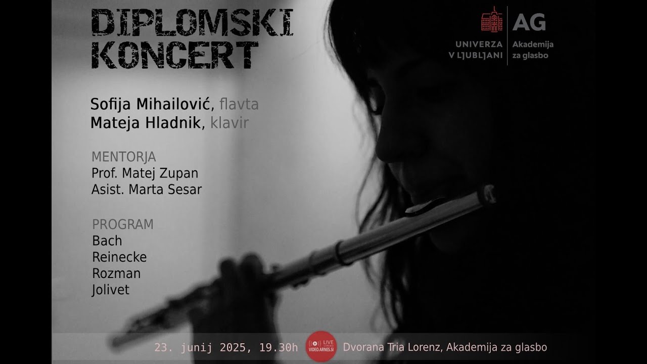 [UL AG] Diplomski koncert: Sofija Mihailović, flavta in Mateja Hladnik, klavir, 23. 6. 2025