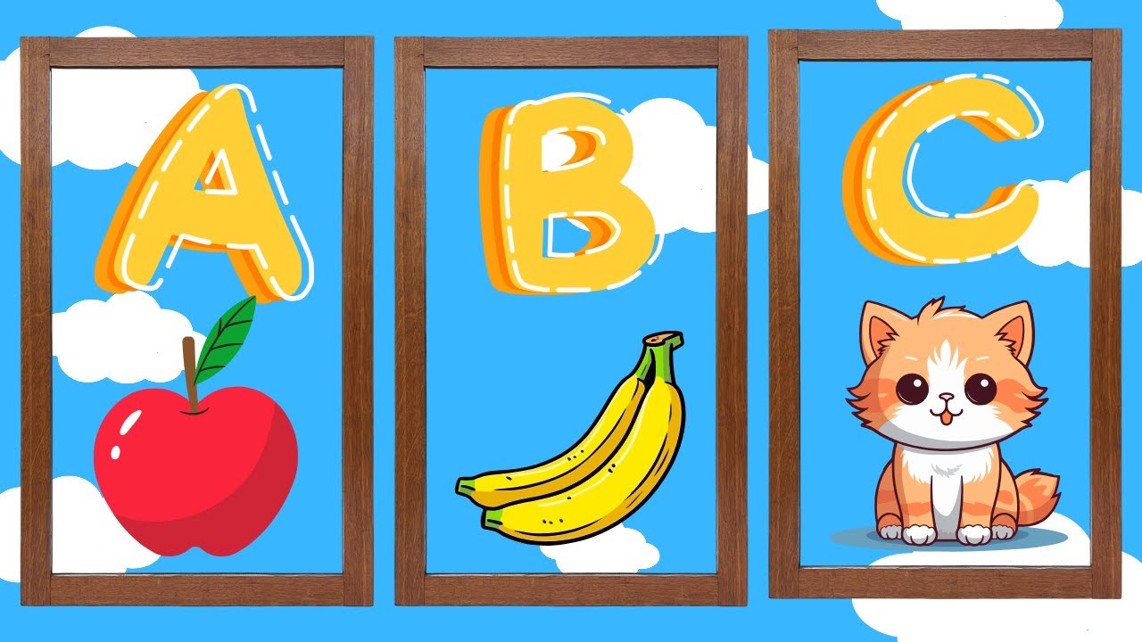 Abcd cartoon video 📚// A for apple // Alphabet sound // baby videos // kindergarten learning //🌈⭐📚✏️