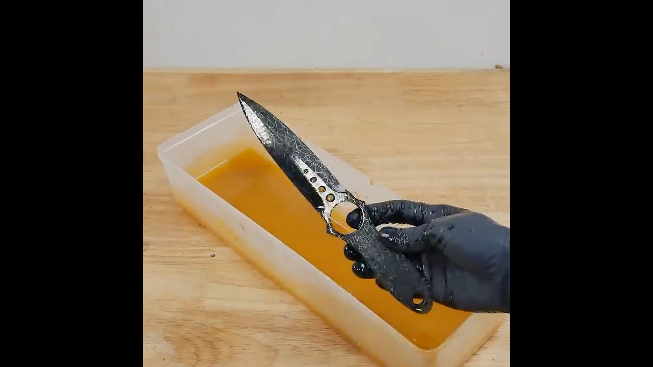Making Nebula Damascus Skeleton knife from bearing steel ball #damascus #knifemaking