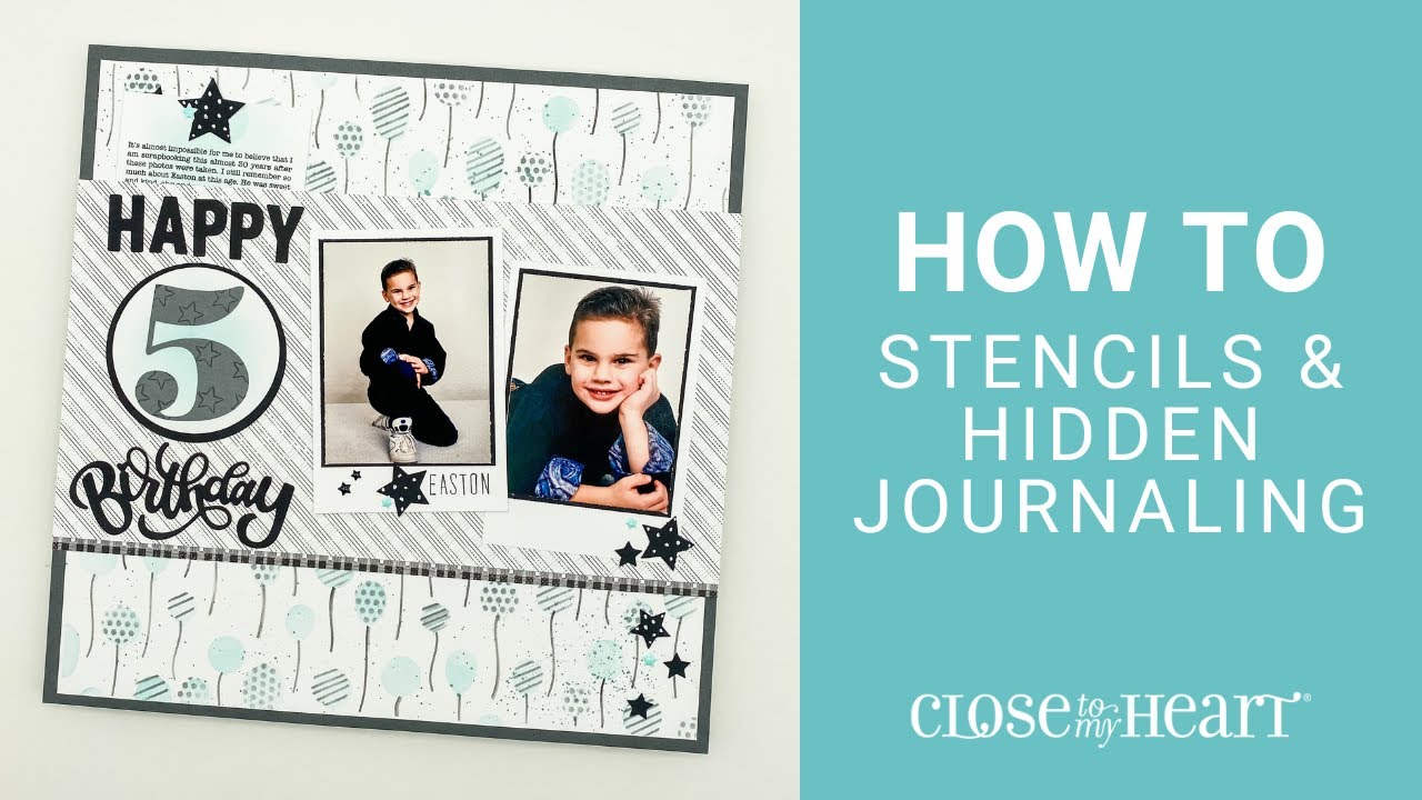 How To Use a Layered Stencil & Create a Pocket for Hidden Journaling - Single Scrapbooking Page