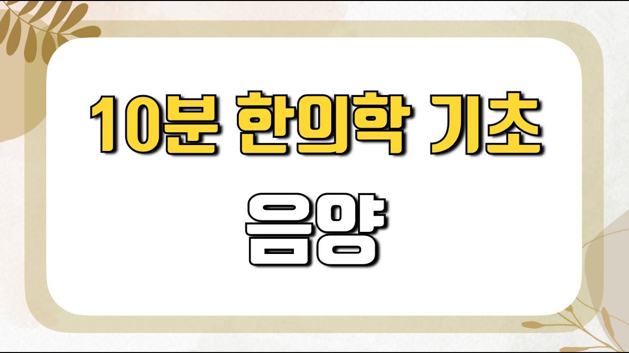 10분간 기초 리뷰 - 음양