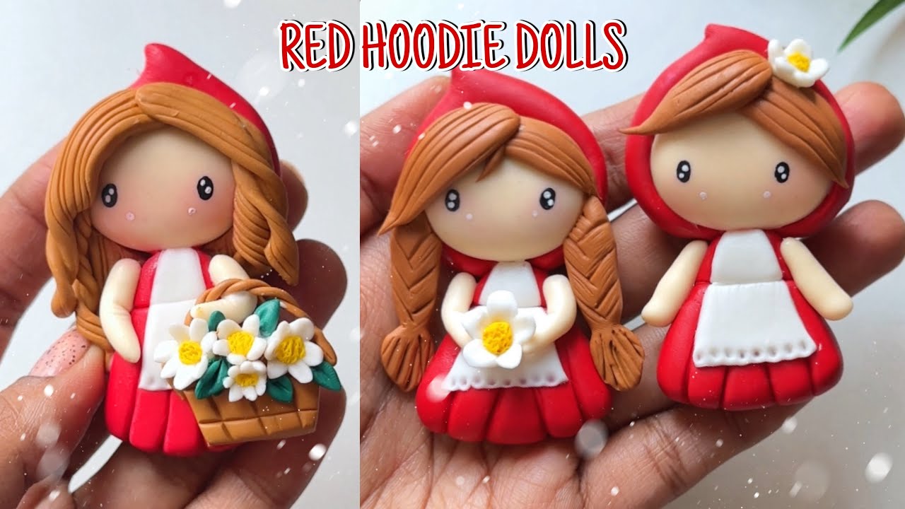 Red Hoodie Dolls Tutorial with Air Dry Clay | Step By Step | Clay Craft Ideas