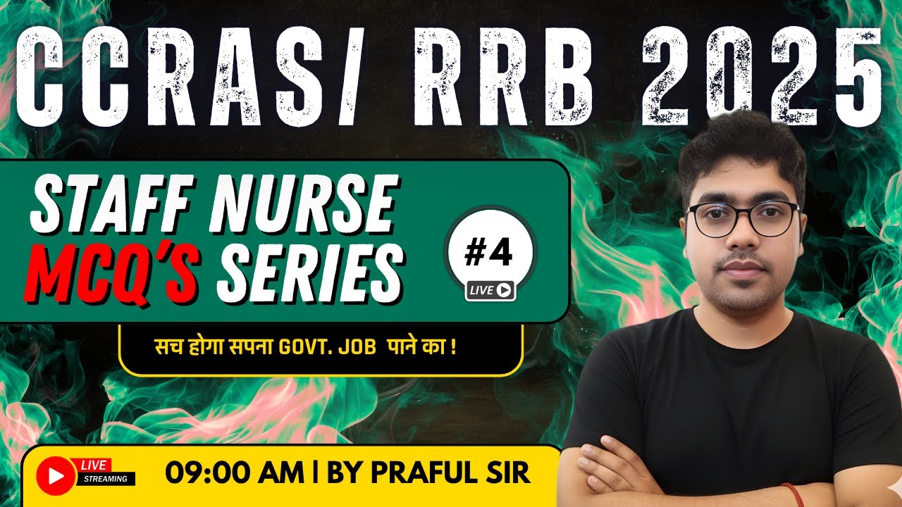 RRB Nursing Superintendent & CCRAS Staff Nurse 2025 🧠Daily MCQs Series #4|By Kirosha Nursing Classes