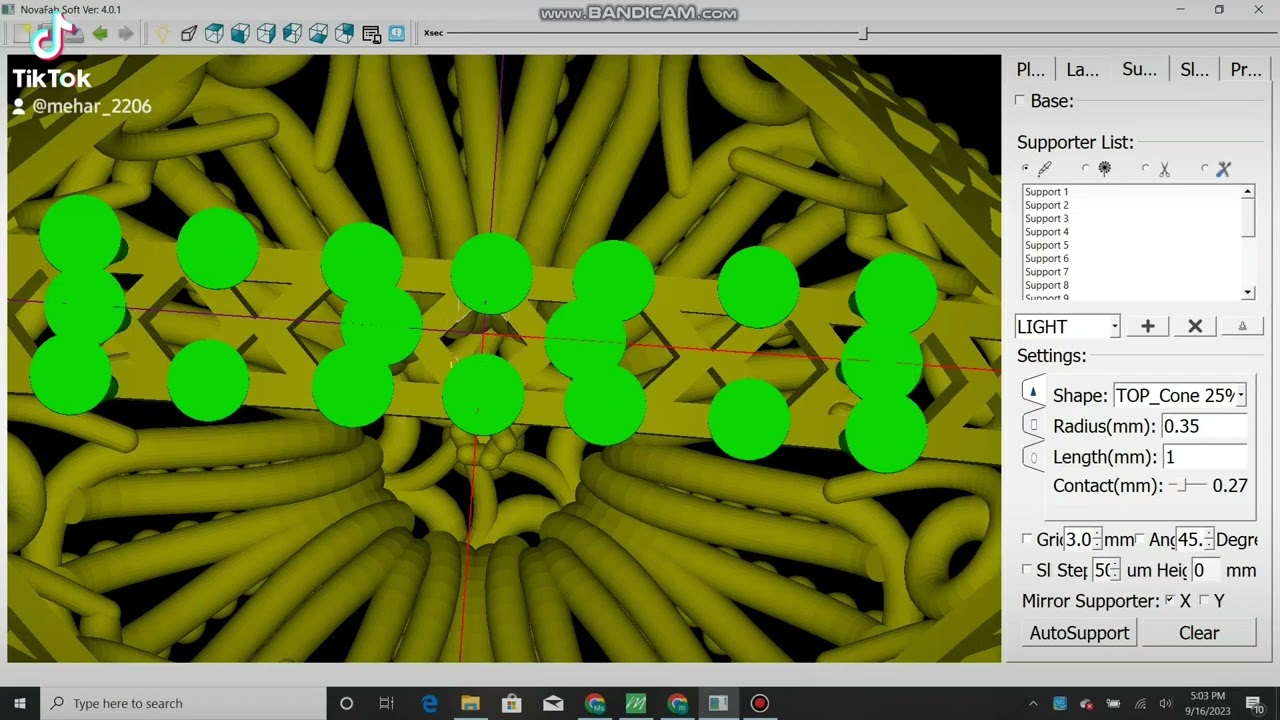Method of apply supports on jewelery rings in novafab