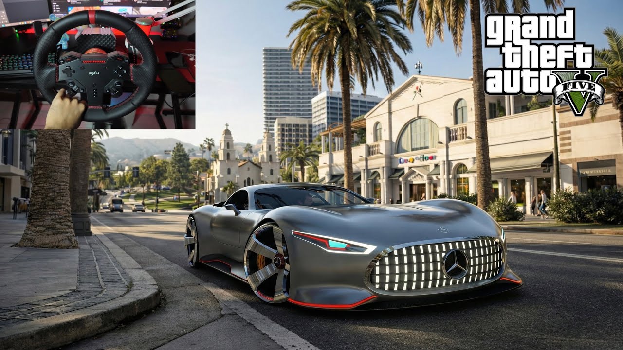AMG Vision GT Mercedes-Benz Driving uber | GTA5 + Steering Wheel Gameplay |
