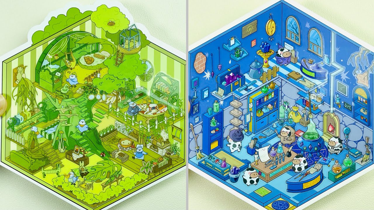 [ASMR]Use stickers to DIY a forest furniture store and a cow magic workshop~