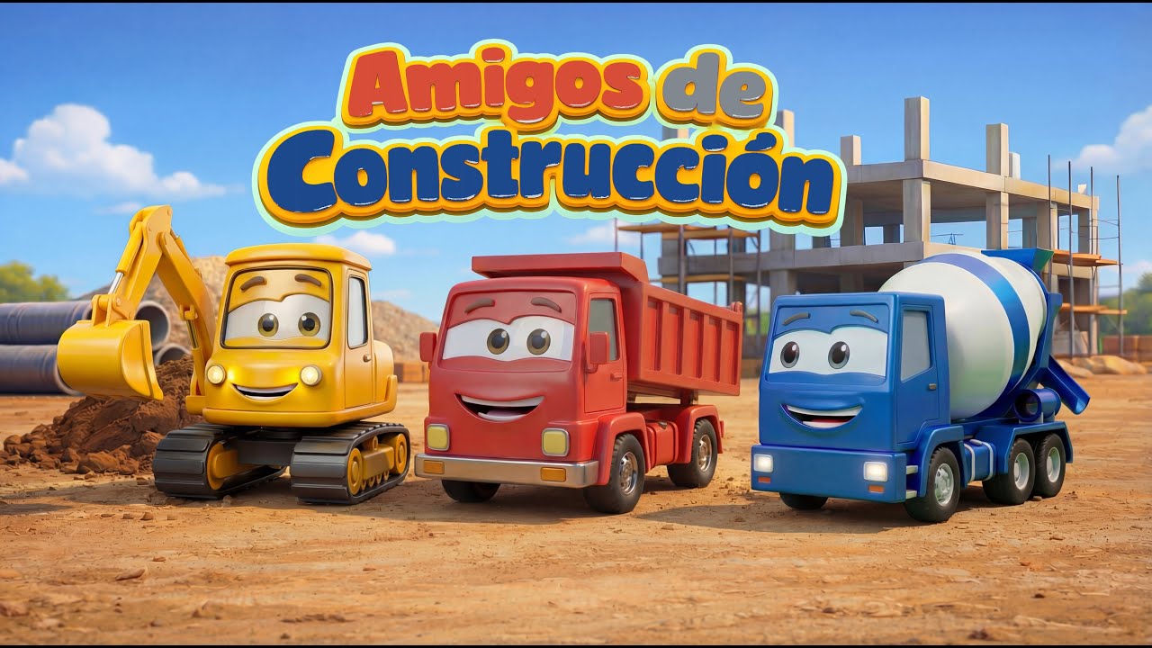 Amigos de Construcción 🚧🚜 | Excavadora, Volquete y Camión Mezclador | Canción Infantil