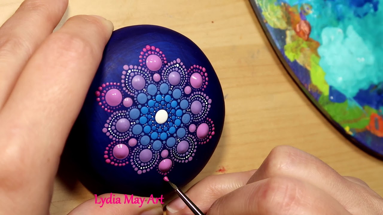 Satisfying Speed Painting Time Lapse Dot Mandala Stone by Artist Lydia May | Dot Art Depot
