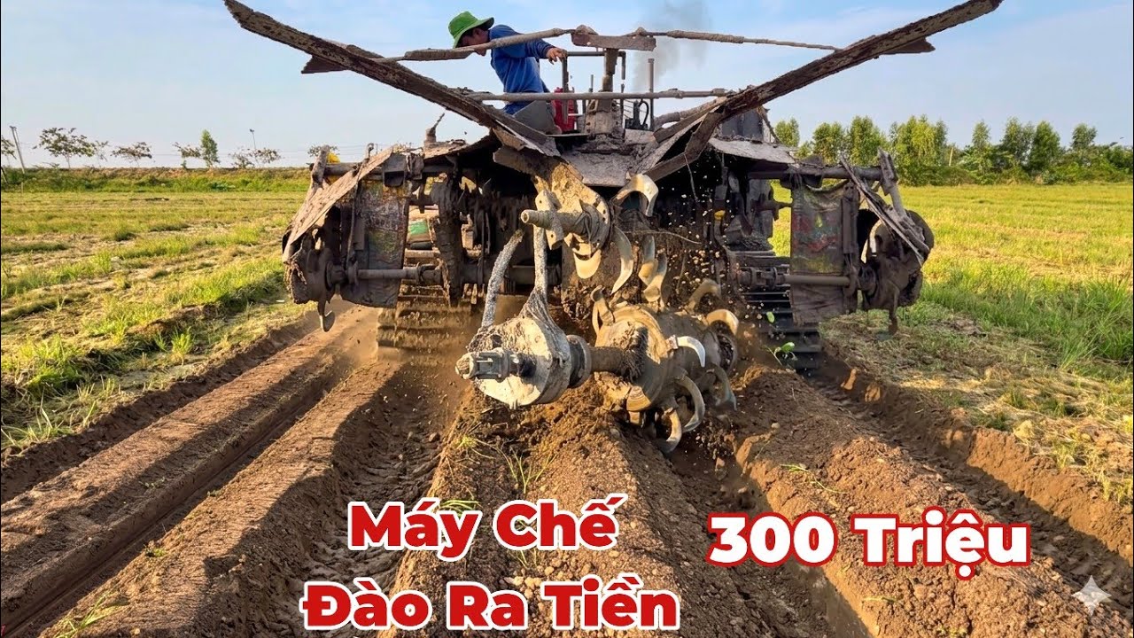 Anh Trai 32 Tuổi Chế Máy Đào Mương 300 Triệu Đào Cùng Lúc 3 Mương 1 Lượt Chạy.