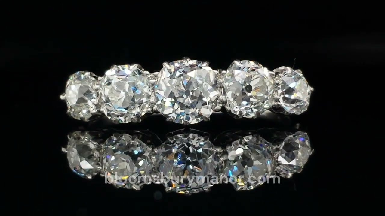 Antique Edwardian 5-Stone Old European Cut Diamond Engagement Ring
