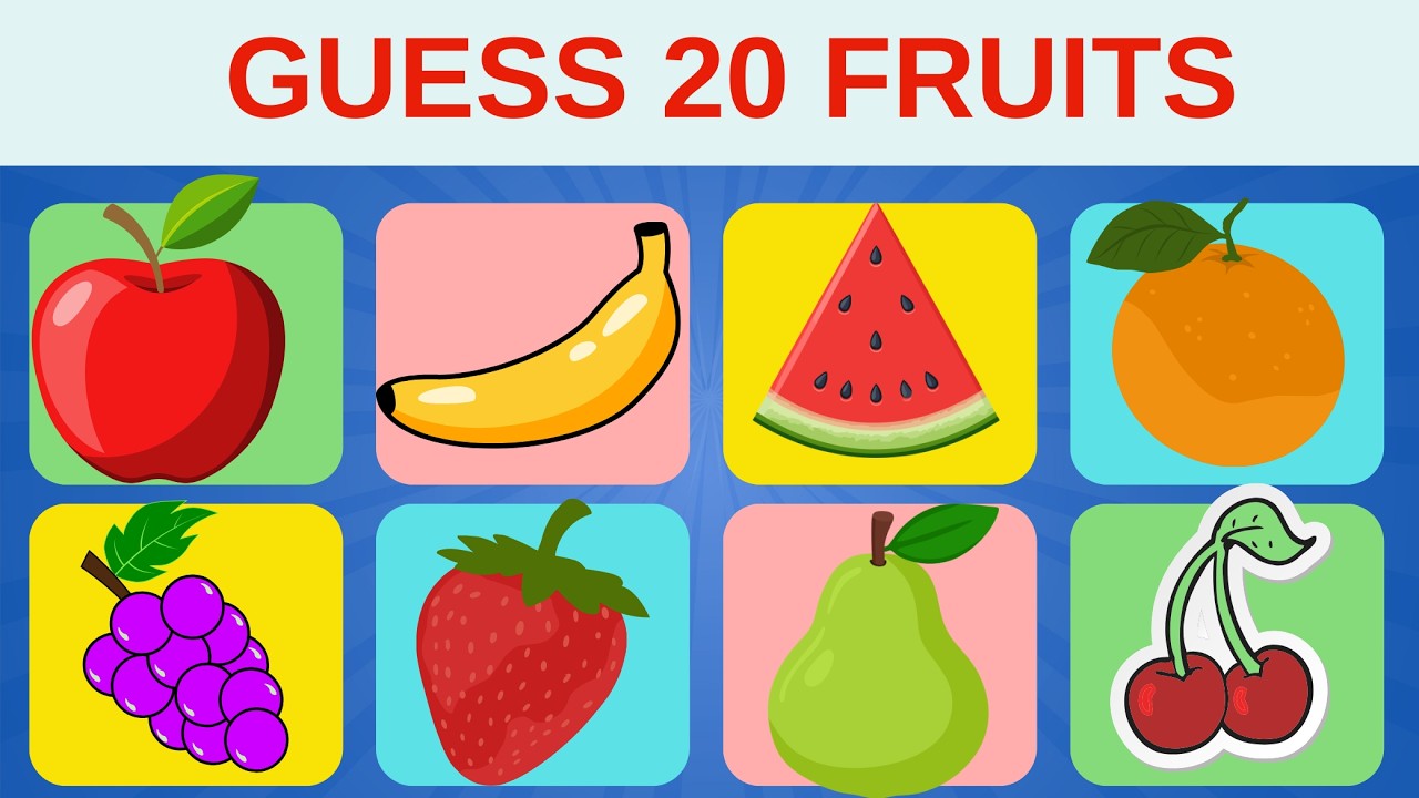 Guess the Fruit in 5 Seconds 🍎 | 20 Fruits Quiz for Kids | Fun Learning Game