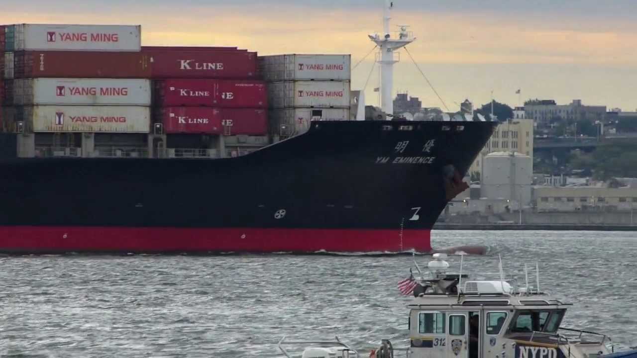 Container ships and tankers in New York Harbor 2013