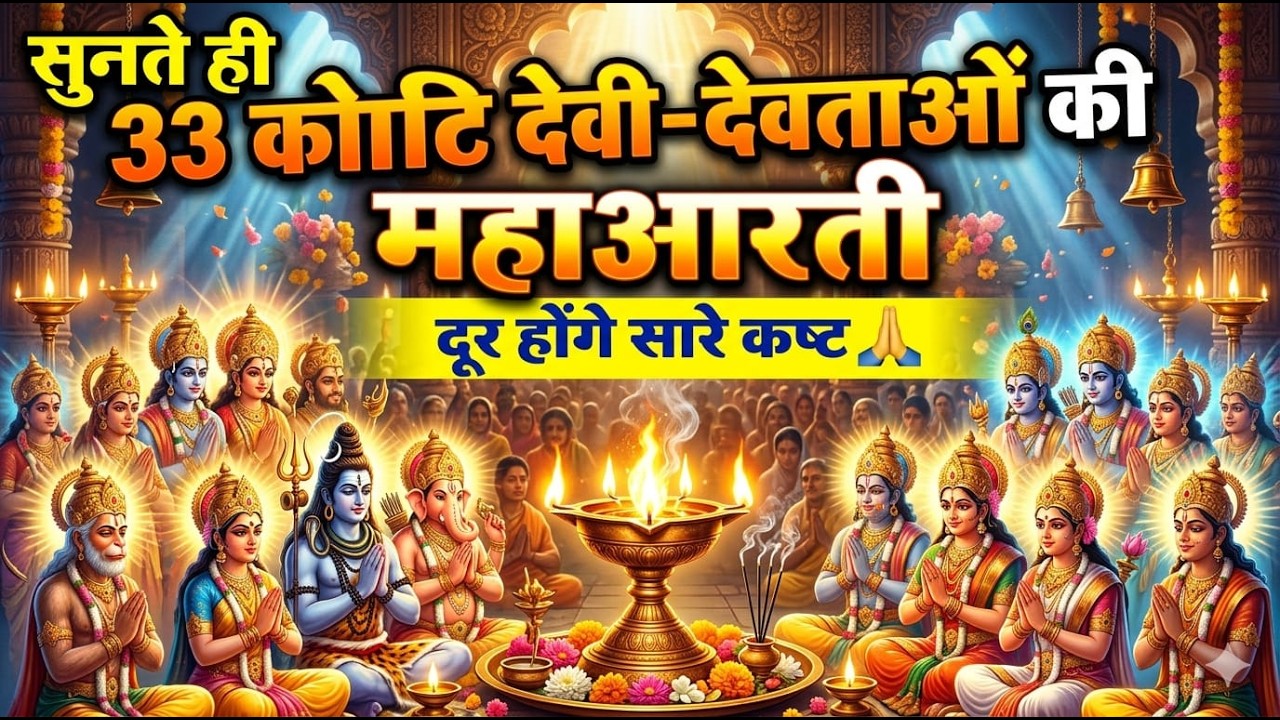 33 कोटि देवी-देवताओं की महाआरती | सुनते ही दूर होंगे सारे कष्ट 🙏#bhakti #bhajan #aarti