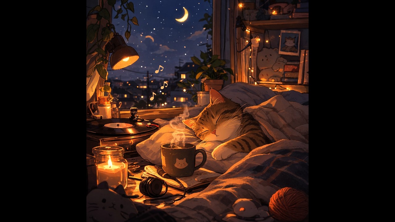 Purring Cat & Fireplace Sounds for Deep Sleep, Study and Focus 🐱🔥