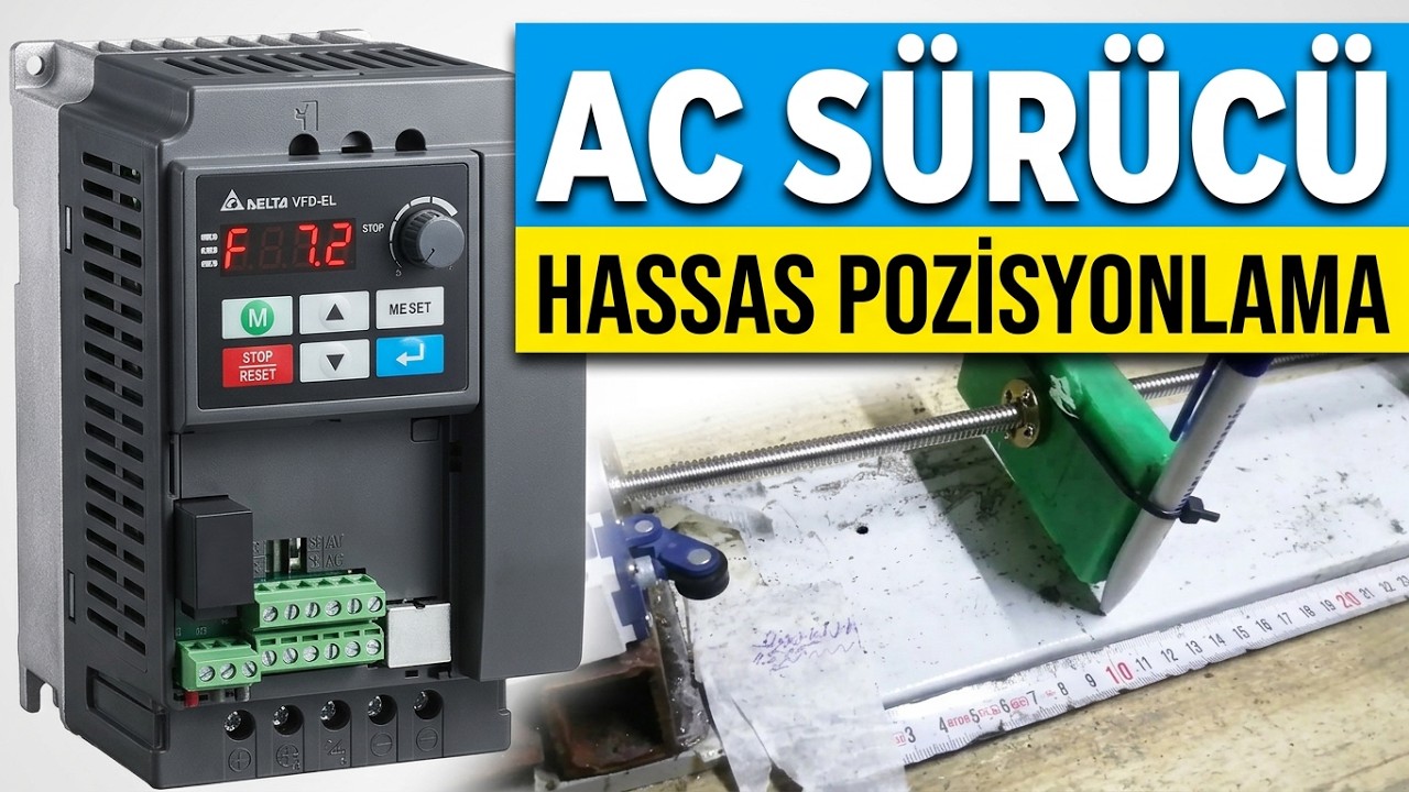 ac sürücü ile Asenkron motor   pozisyonlama çalışması demosu.