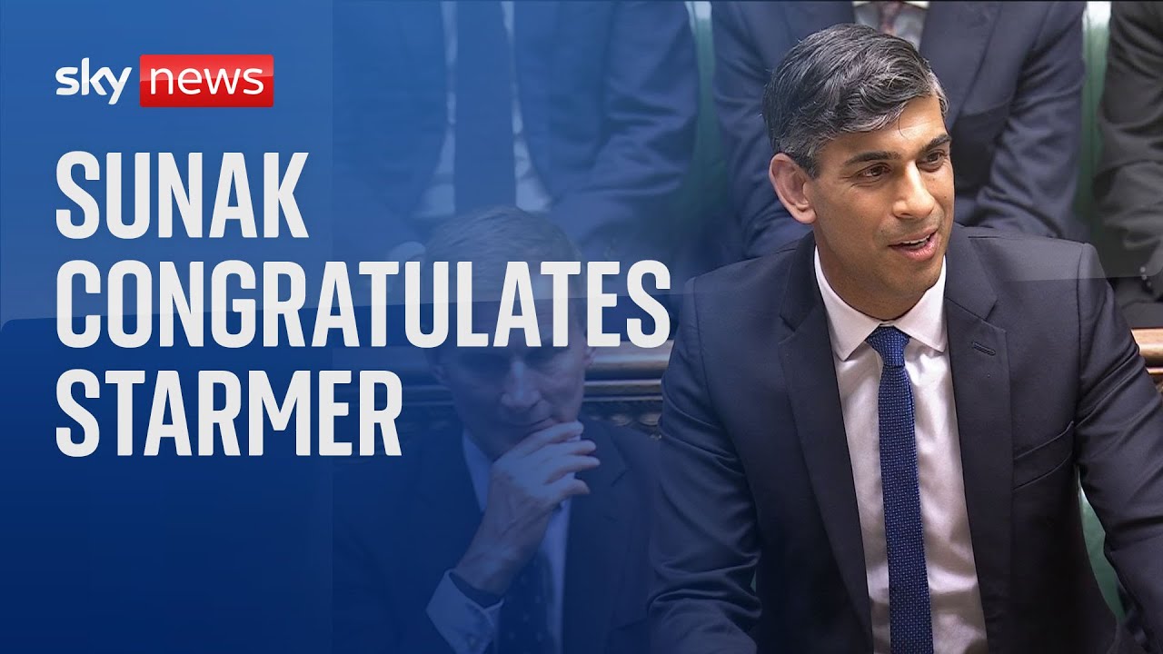 Rishi Sunak congratulates Sir Keir Starmer ahead of his 'formidable task' in leading country