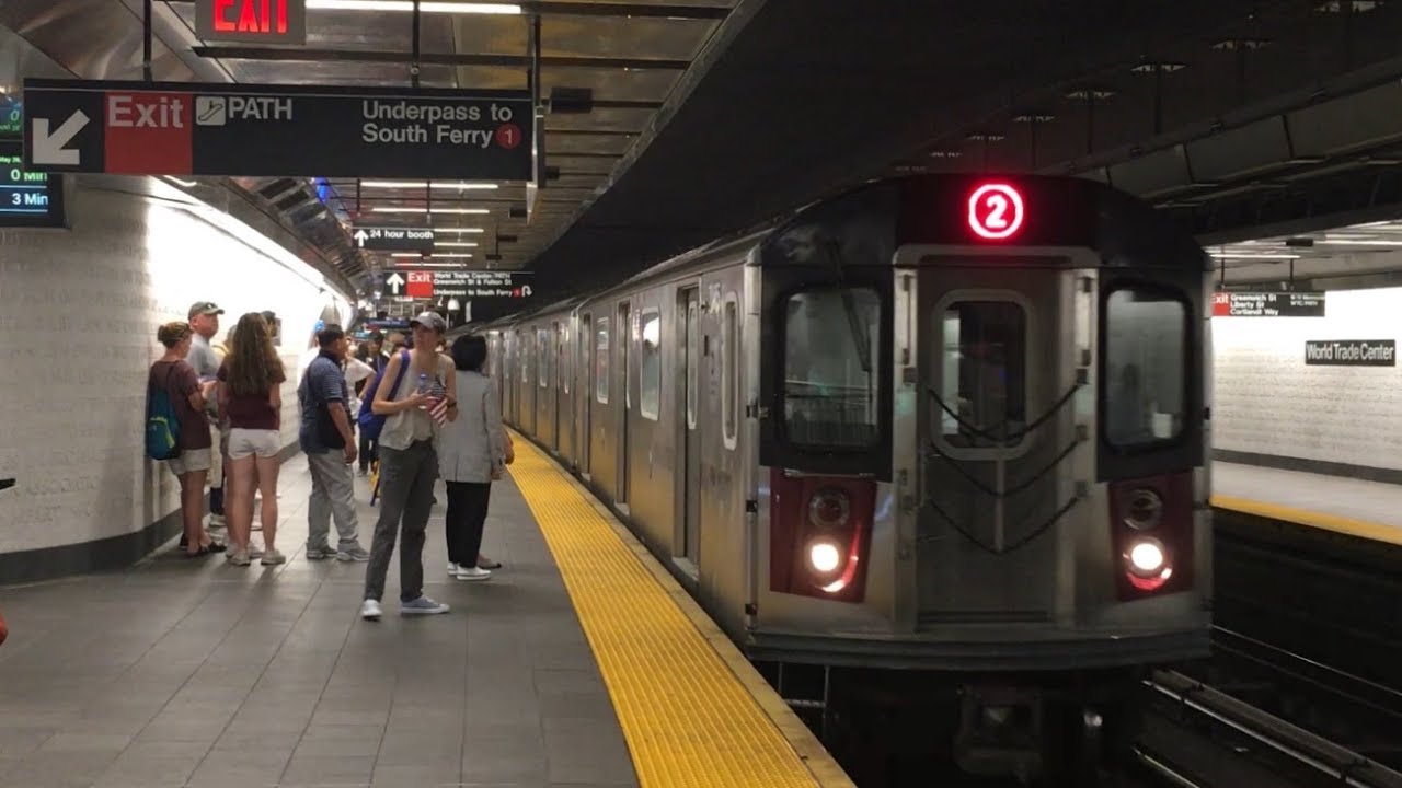 IRT 7th Ave Line: Bronx and South Ferry bound (1) and (2) Trains @ Cortlandt Street-WTC (R62A, R142)
