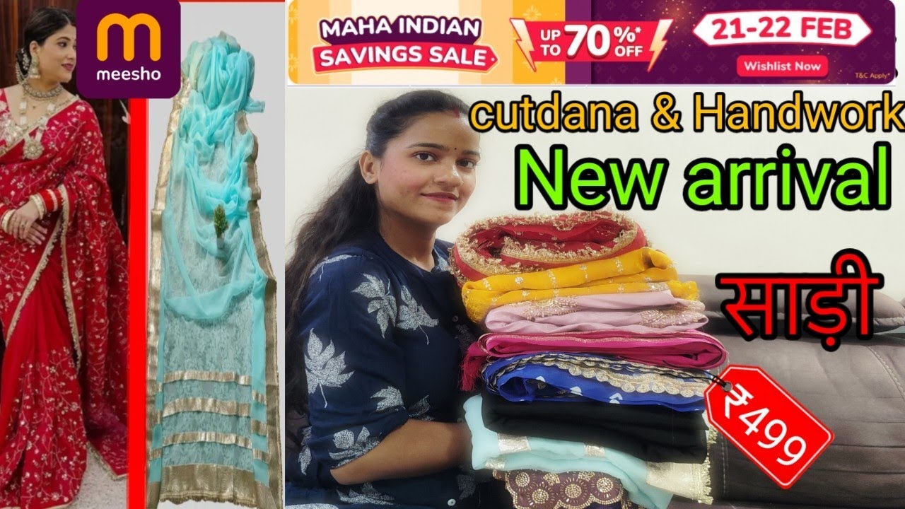 Meesho Hand Embroidery Saree Haul ✨ | Wedding & Party Wear Under Budget