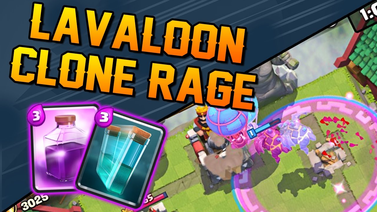 EASY 3 Crown Deck! Clash Royale - INSANE LavaLoon Clone Rage!