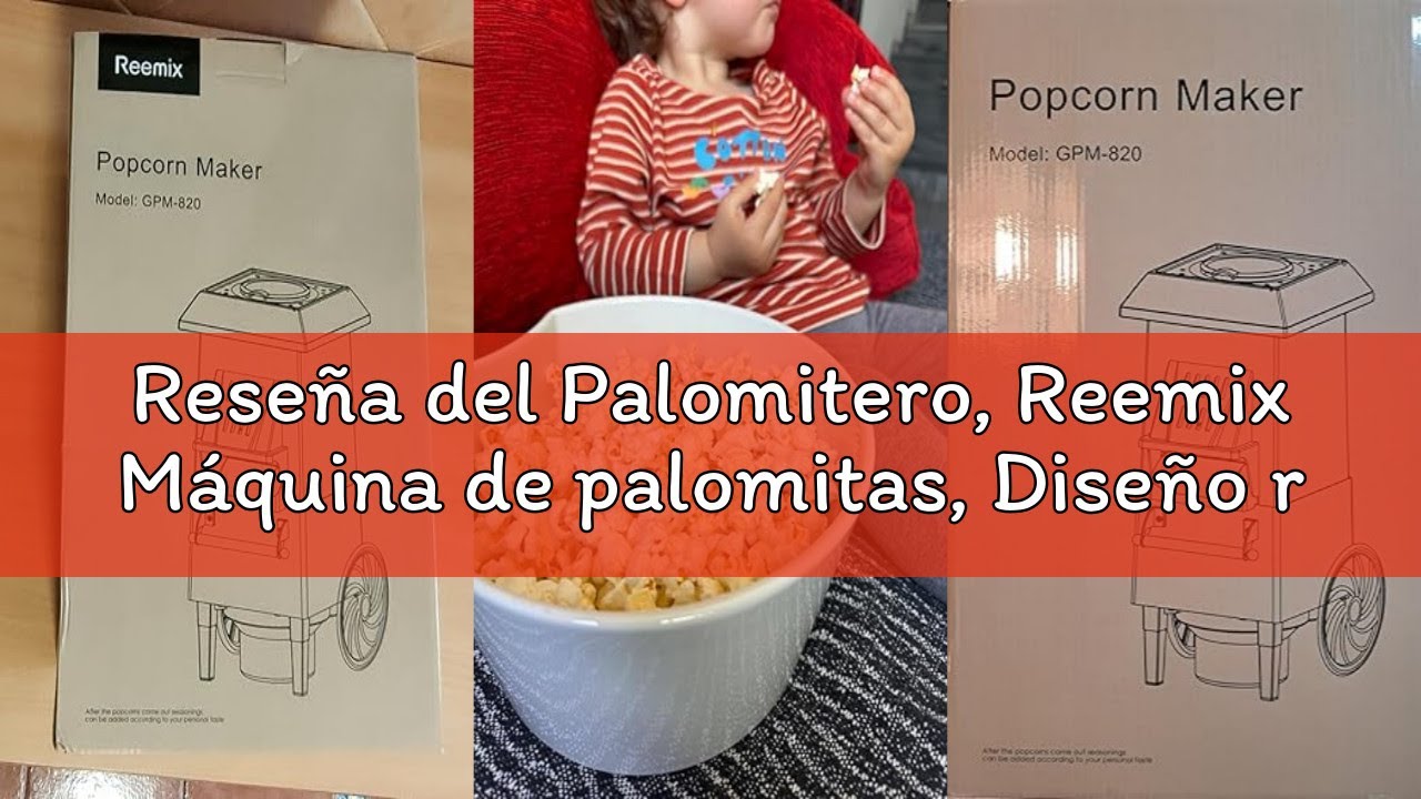 Reseña del Palomitero, Reemix Máquina de palomitas, Diseño retro, Máquina de Palomitas de Maíz de 12