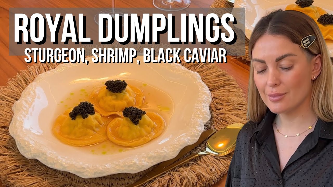 Royal dumplings — sturgeon, shrimp, and black caviar🥟✨