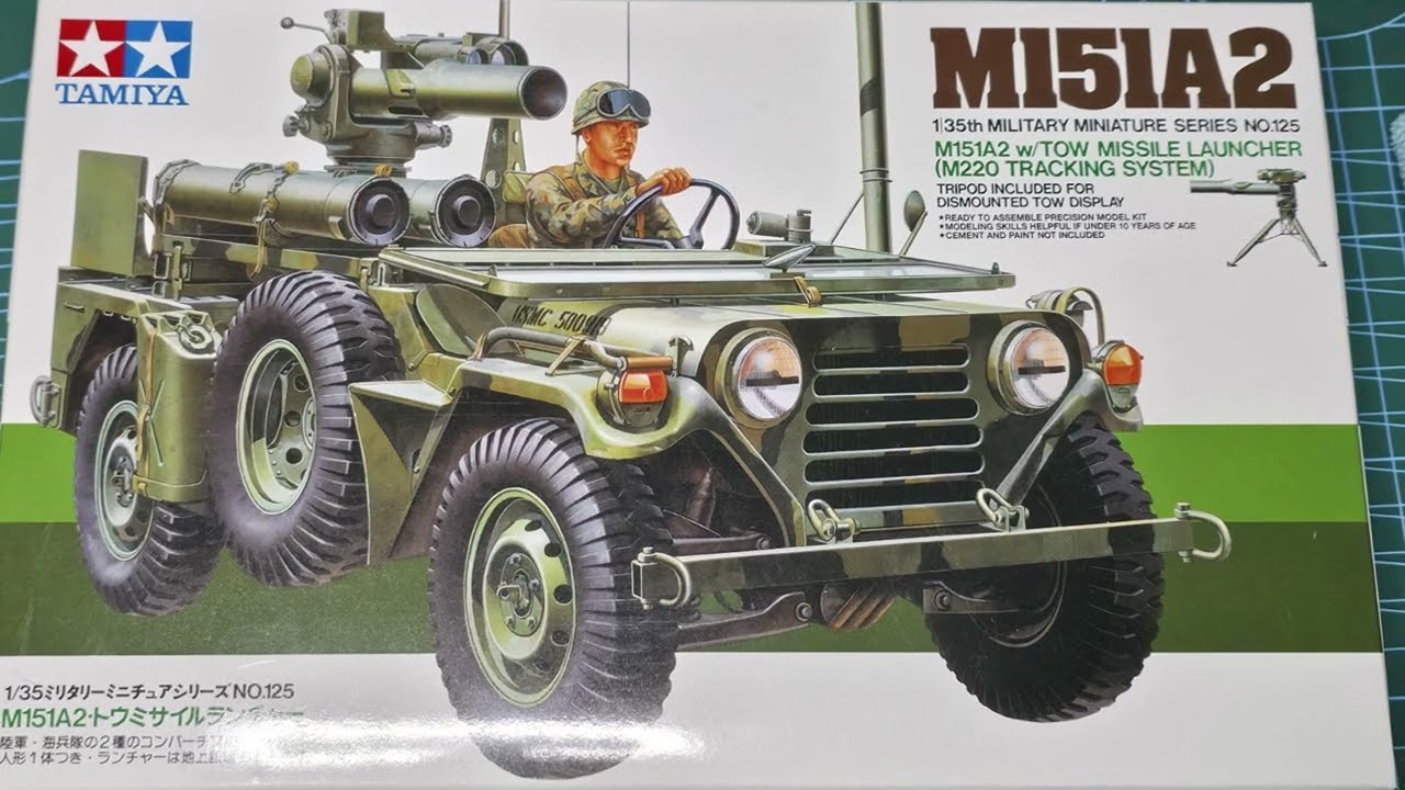 Tamiya US M151A2 W/TOW Missle Launcher - Unboxing: zawartość pudełka i pierwsze wrażenia.