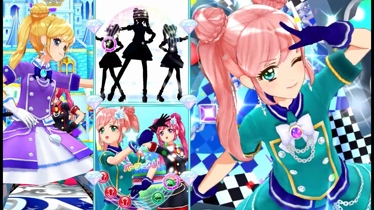 アイカツオンパレード！マイキャラ達で裸足のルネサンス・とてもむずかしい(グリーンシャドーコーデ，ブラックシャドーコーデ，パープルシャドーコーデ)