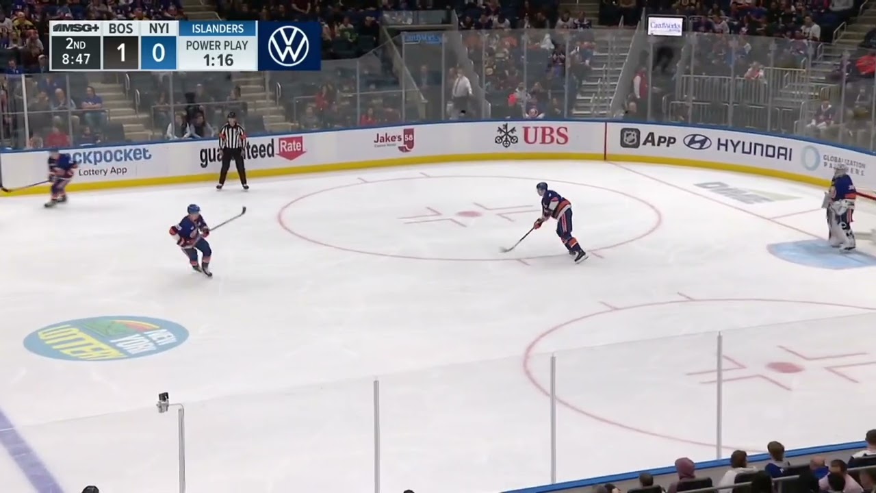 JG Pageau Goal February 17 2022 Bruins at Islanders MSG Plus
