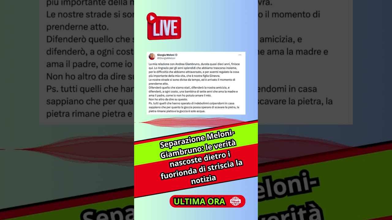 #GiorgiaMeloni #AndreaGiambruno #Separazione  #StriscialaNotizia #gossip #notiziariodioggi #notizia