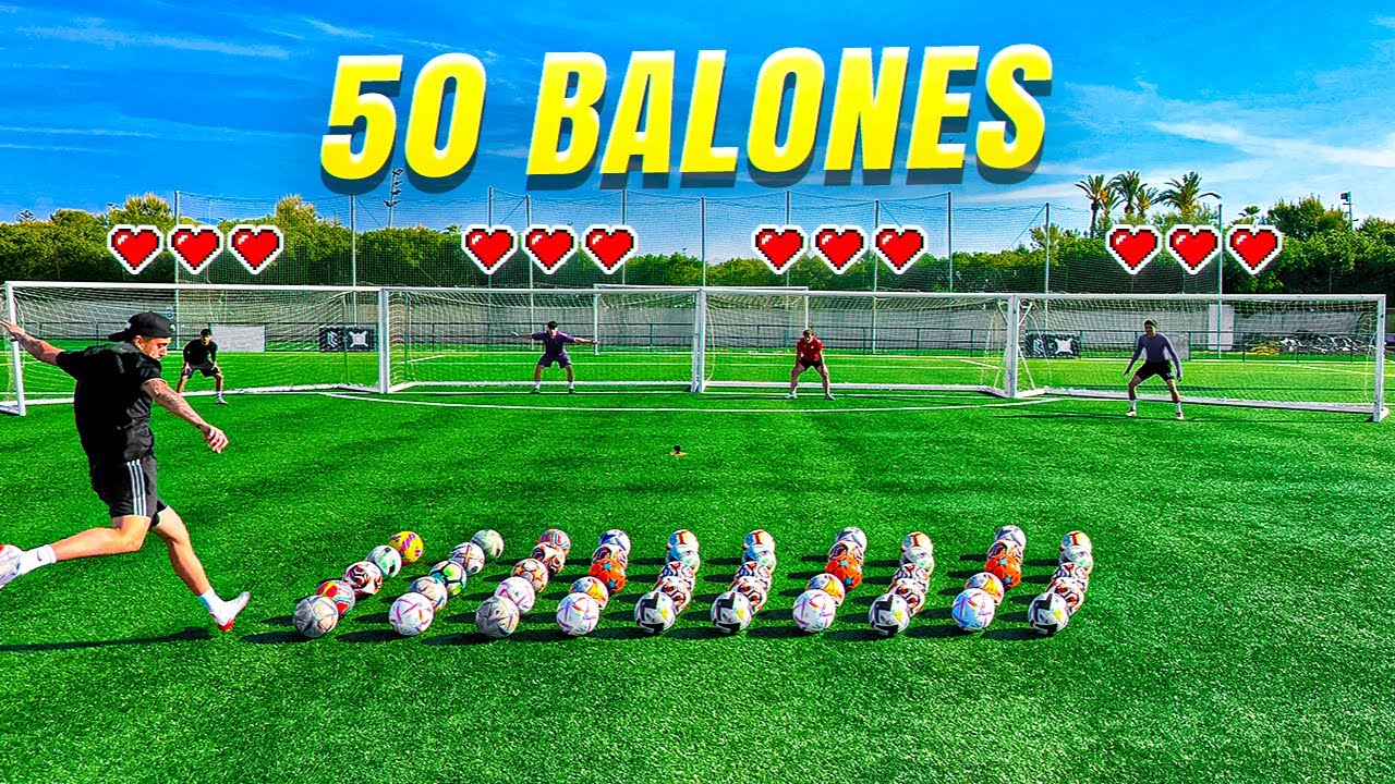 ⚽ 50 BALONES ⚽ *4 PORTER&Iacute;AS* 😱 &iexcl;Retos de F&uacute;tbol!