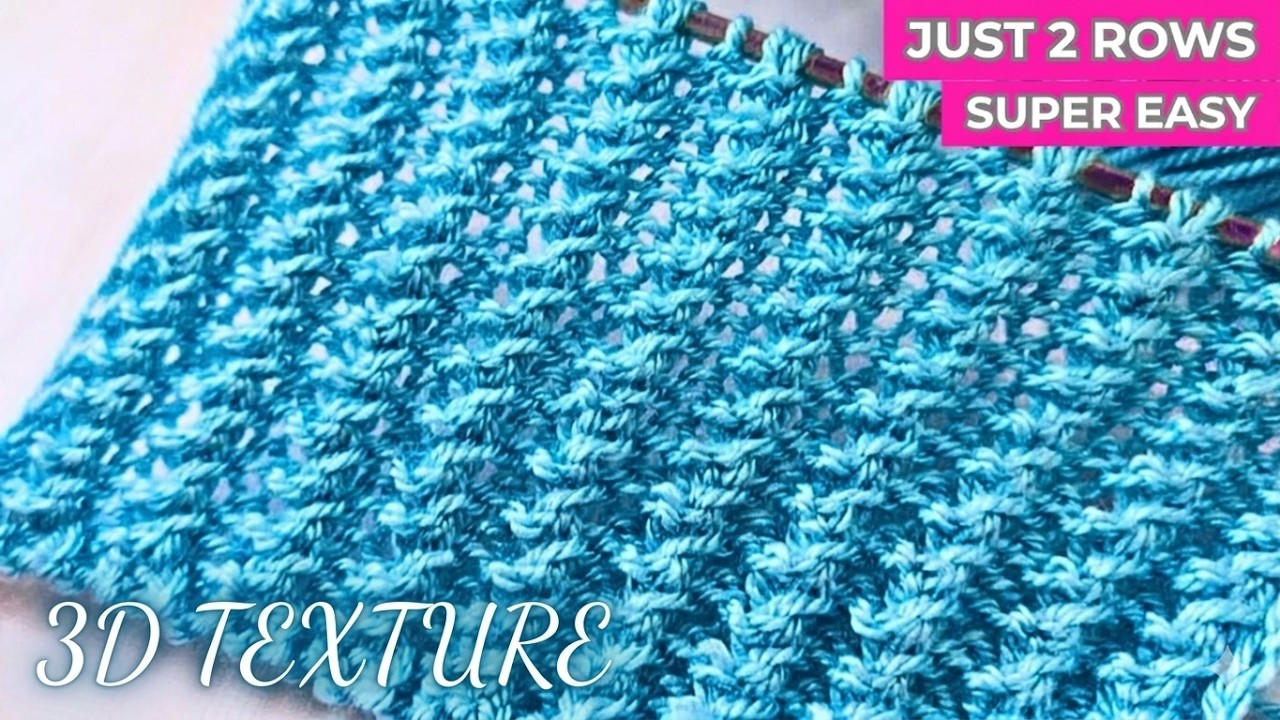 JUST 2 ROWS! Amazing 3D Knitting Pattern for Everything! #knittingpattern #beginnersstitch