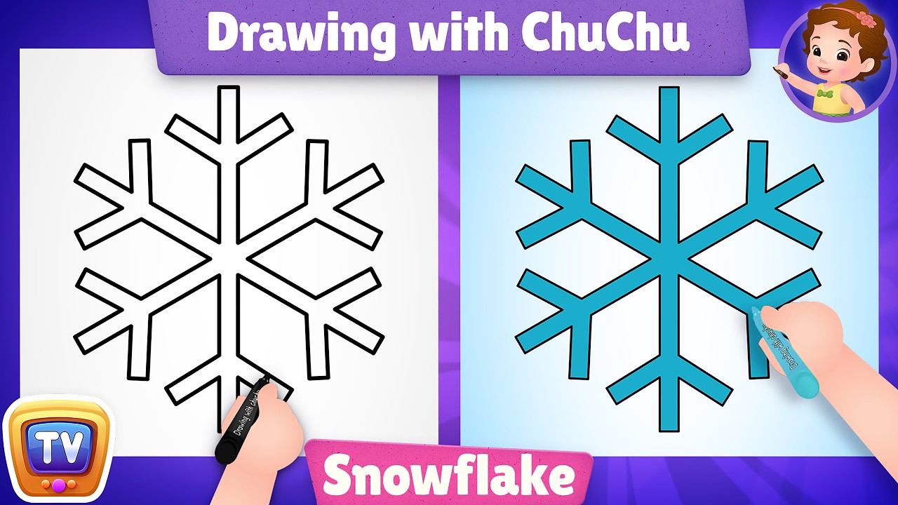 How to Draw a Snowflake? - Drawing with ChuChu - ChuChu TV Drawing for Kids Easy Step by Step