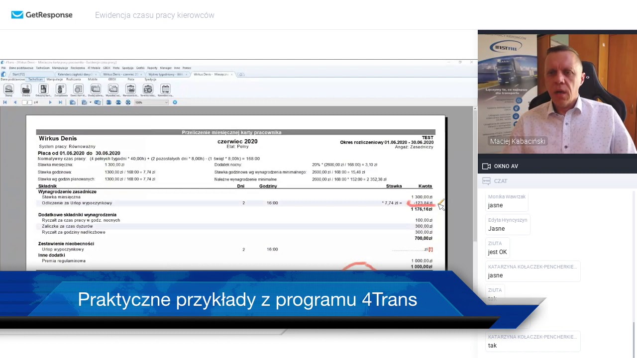 Fragment webinaru - Ewidencja czasu pracy kierowców - nieobecności - praktyczne przykłady 4Trans