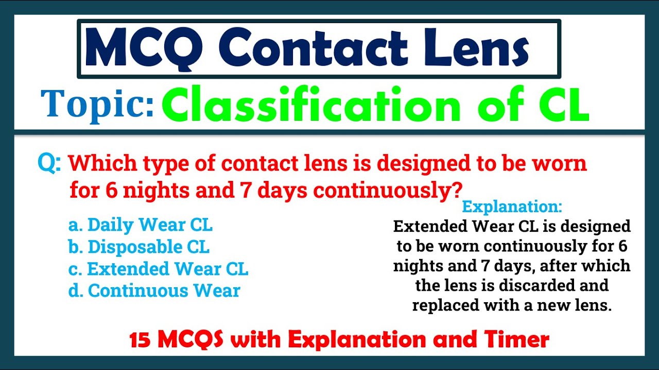 MCQ on Contact Lens- Classifications