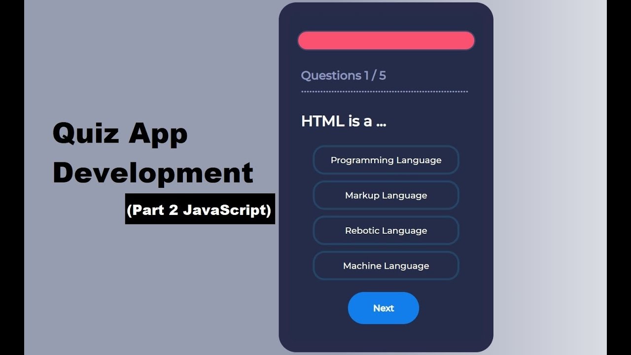 Quiz App Development By Using HTML ,CSS And JavaScript From Scratch (Part 2)