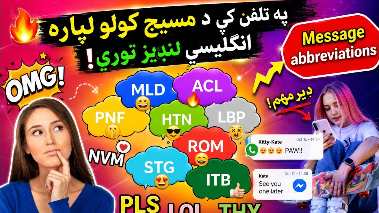 په انګليسي ژبه کی د مسيج کولو لنډیز حروف| message abbreviations