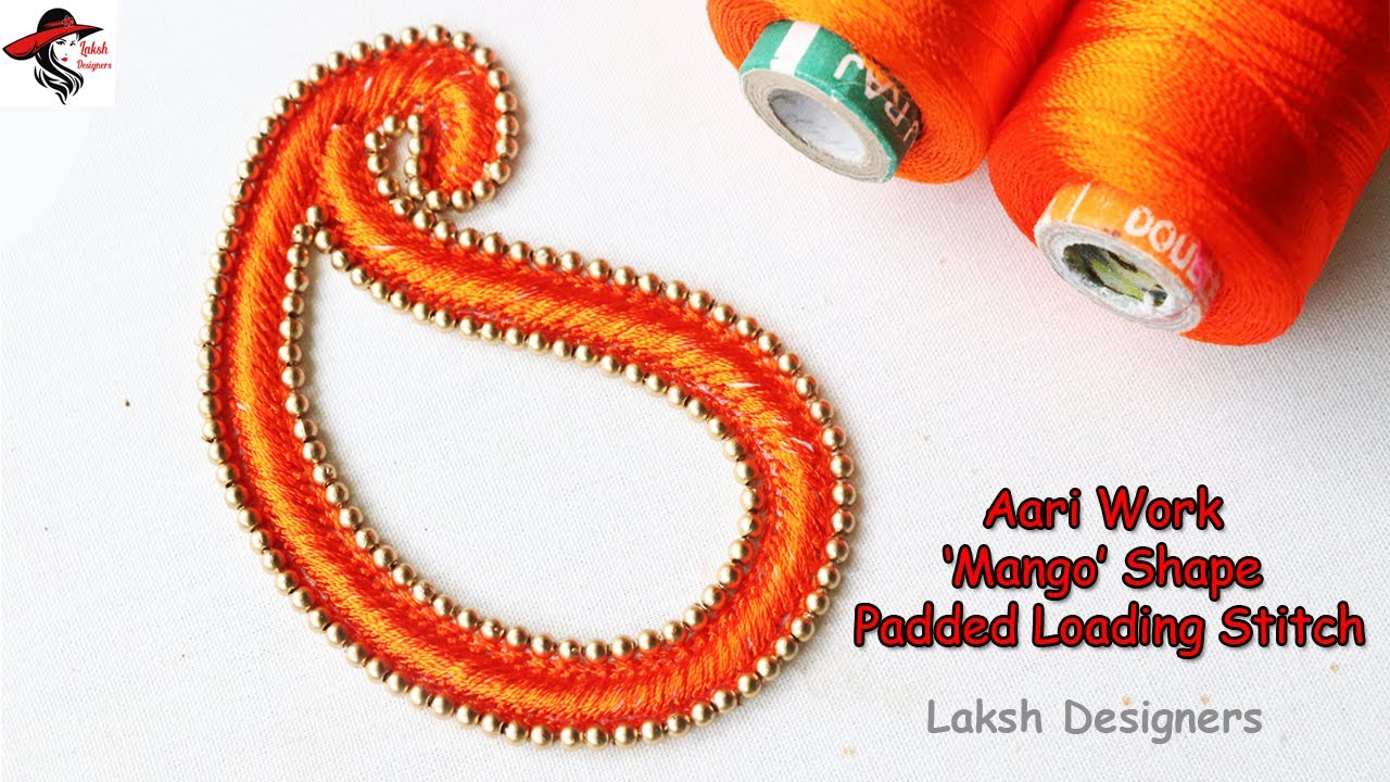 Aari Work Mango Shape Padded Loading Stitch Tutorial | aari work basic stitches online class tamil
