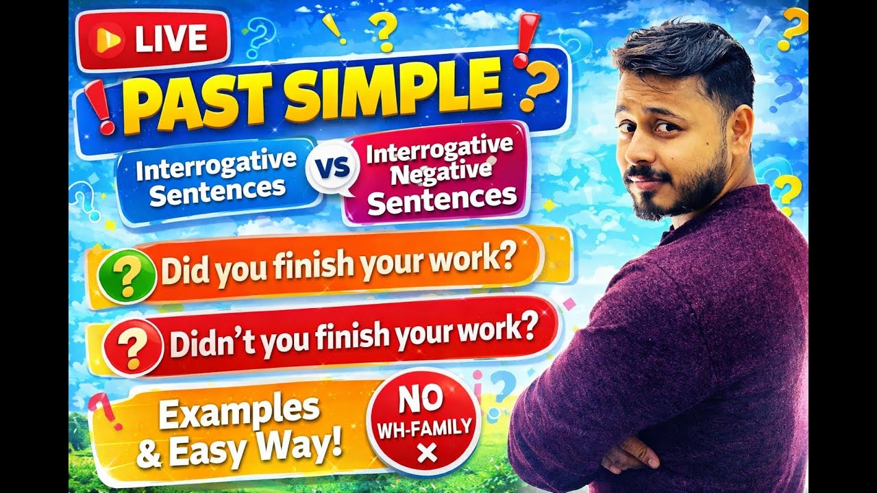 Past Simple Interrogative & Negative ❓ | Easy Examples | NO WH-Family | English Live Class🔥🔥